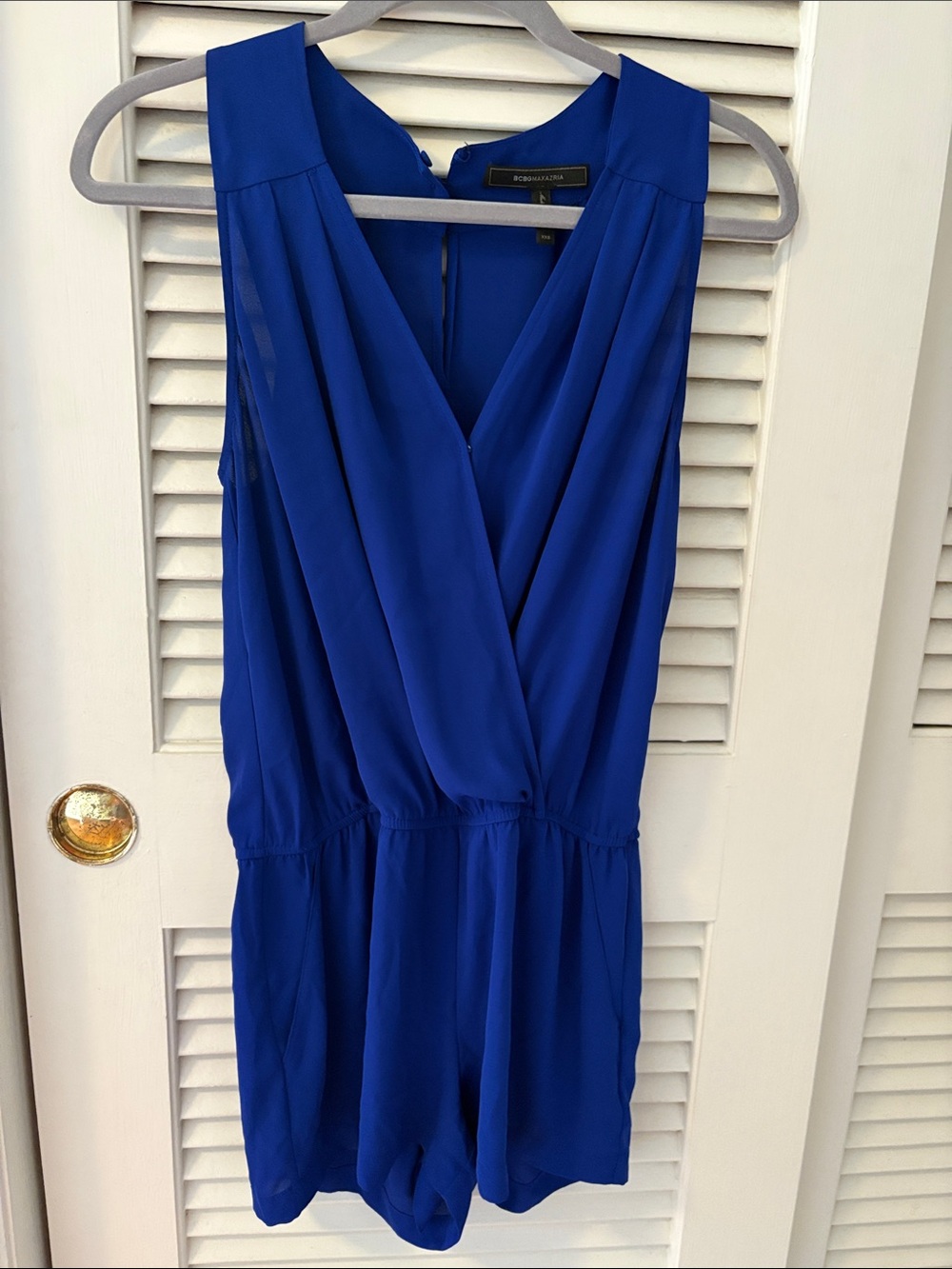 BCBGMaxAzria Cobalt Blue Sleeveless Surplice Romper